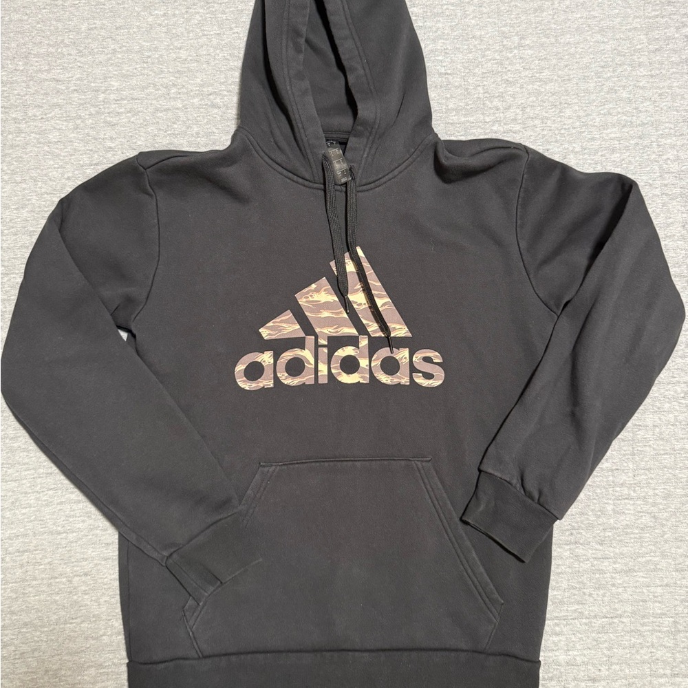 Adidas Black Hoodie with Camouflage Logo
